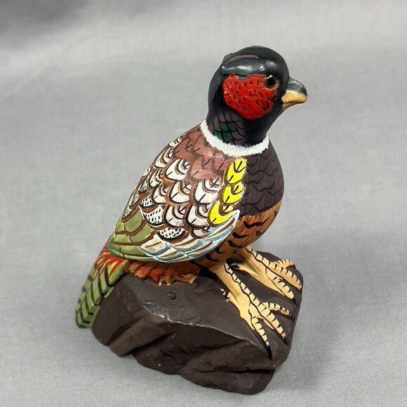 Vtg Action International Stone Art Pheasant Bird Hand Painted Carved Figurine - Picture 7 of 15
